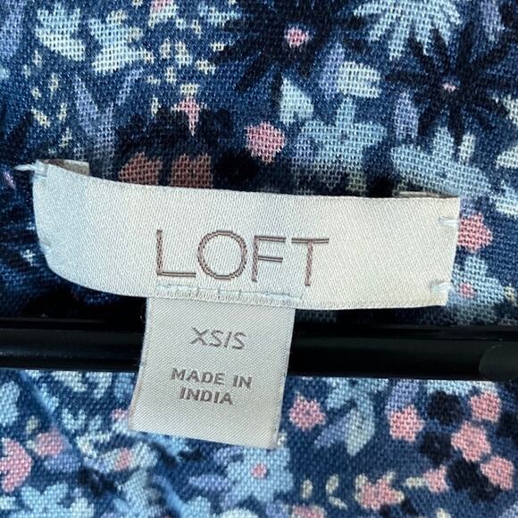 LOFT Womens Kimono Blue Pink Multicolor Floral Open Front Lightweight XS/S - Picture 6 of 11